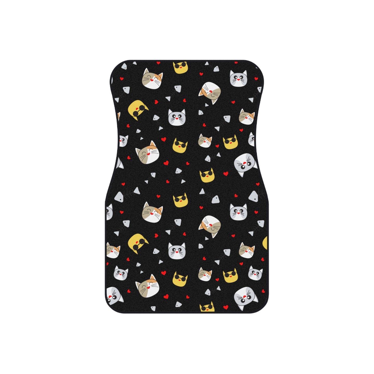 Cute Cat Faces Car Floor Mats (Set of 4) — Black Patterned Auto Mats