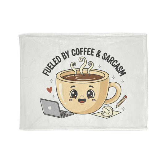 Coffee & Sarcasm Blanket — Cute Kawaii Coffee Cup Throw for Coffee Lovers