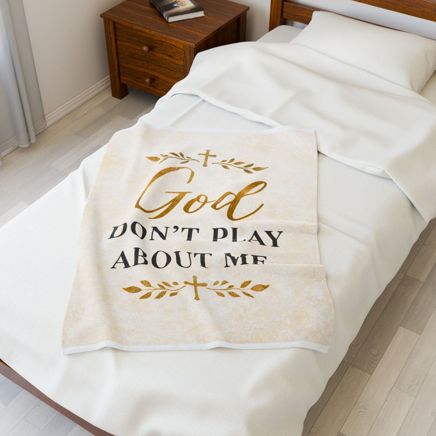 Plush Blanket — "God Don't Play About Me" Inspirational Christian Throw