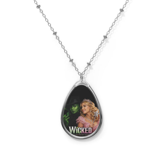 Wicked Musical Oval Pendant Necklace — Elphaba & Glinda Teardrop Locket