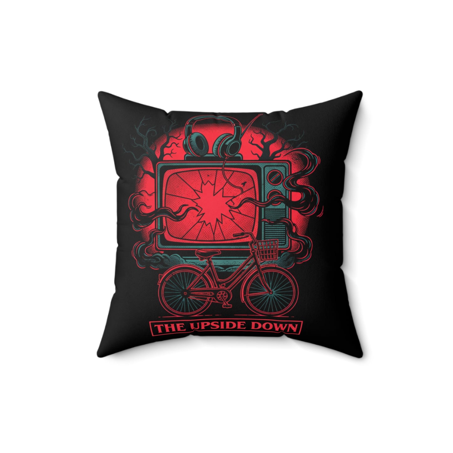Upside Down Retro TV Pillow — Stranger-Inspired Horror Decor