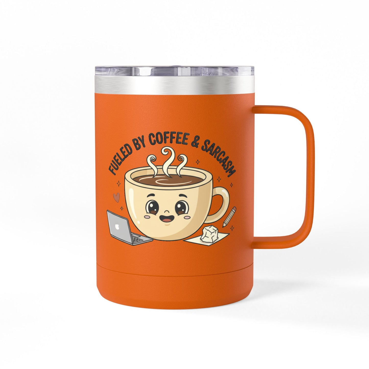 Mug — "Fueled by Coffee & Sarcasm" 15oz Travel Tumbler