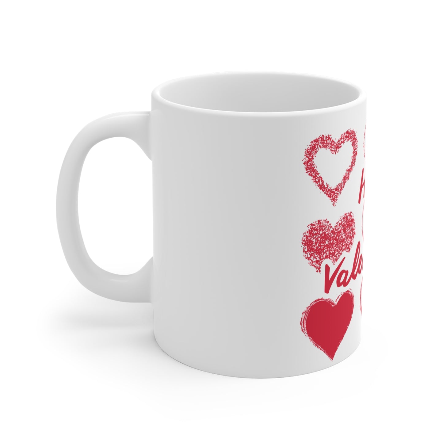 Valentine's Hearts 11oz Mug — "Happy Valentine's!" Romantic Coffee Cup