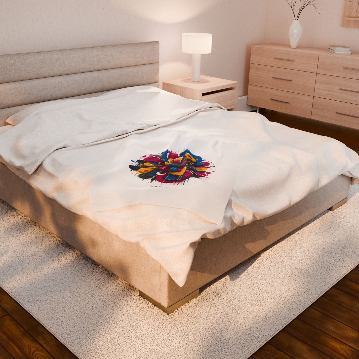 Painterly Abstract Floral Velveteen Blanket | Bold Brushstroke AOP