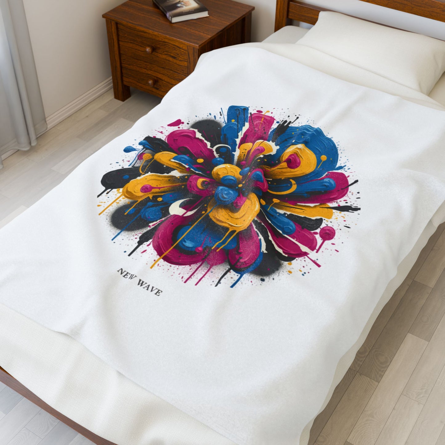 Painterly Abstract Floral Velveteen Blanket | Bold Brushstroke AOP