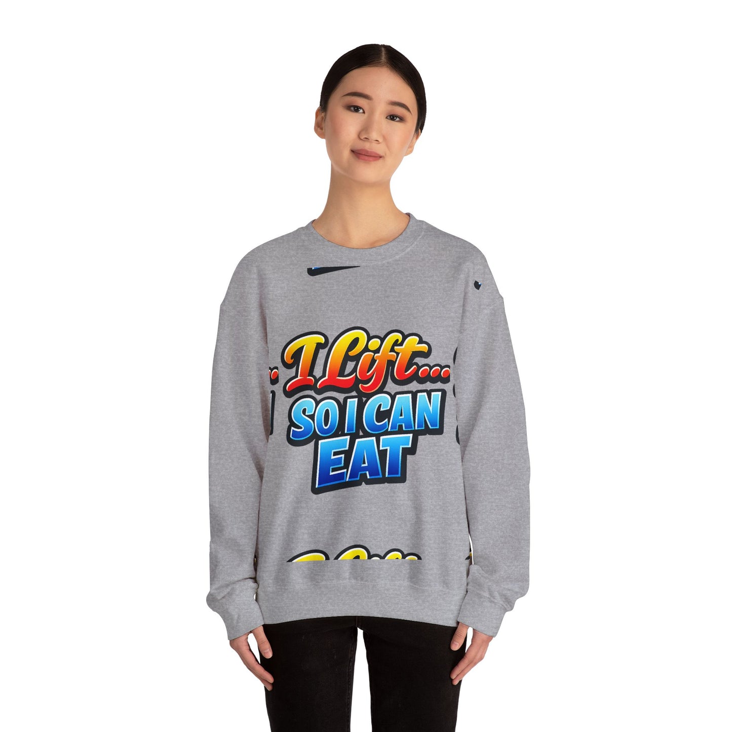 Crewneck Sweatshirt - "I Lift... So I Can Eat" Bold Retro Gym Graphic