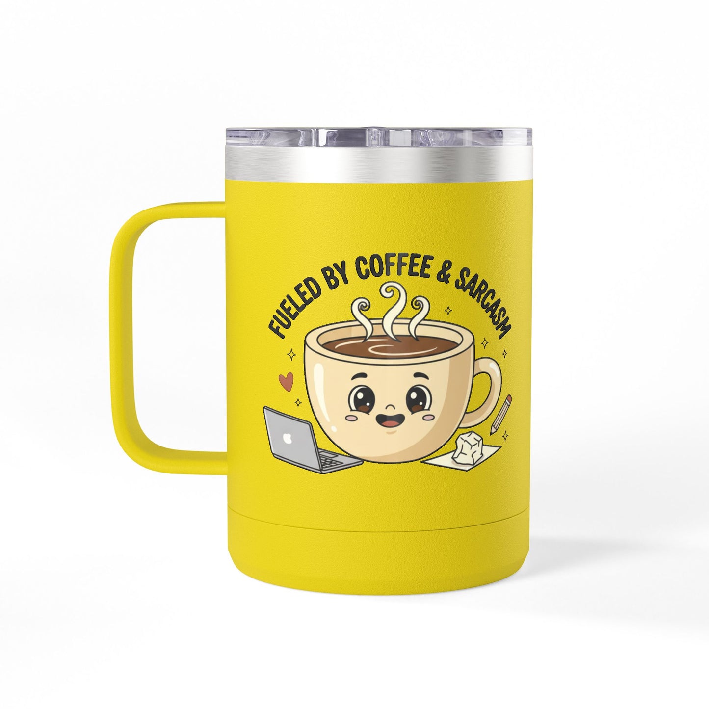 Mug — "Fueled by Coffee & Sarcasm" 15oz Travel Tumbler