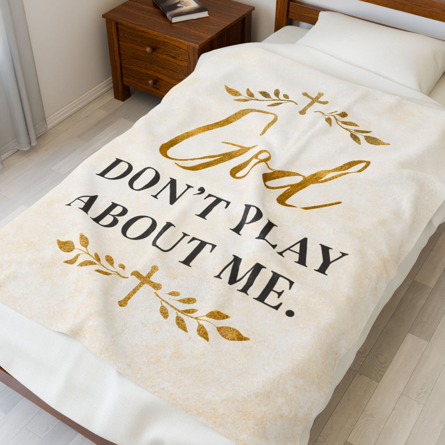 Plush Blanket — "God Don't Play About Me" Inspirational Christian Throw