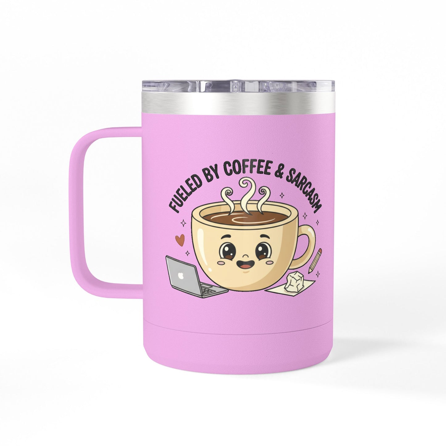 Mug — "Fueled by Coffee & Sarcasm" 15oz Travel Tumbler
