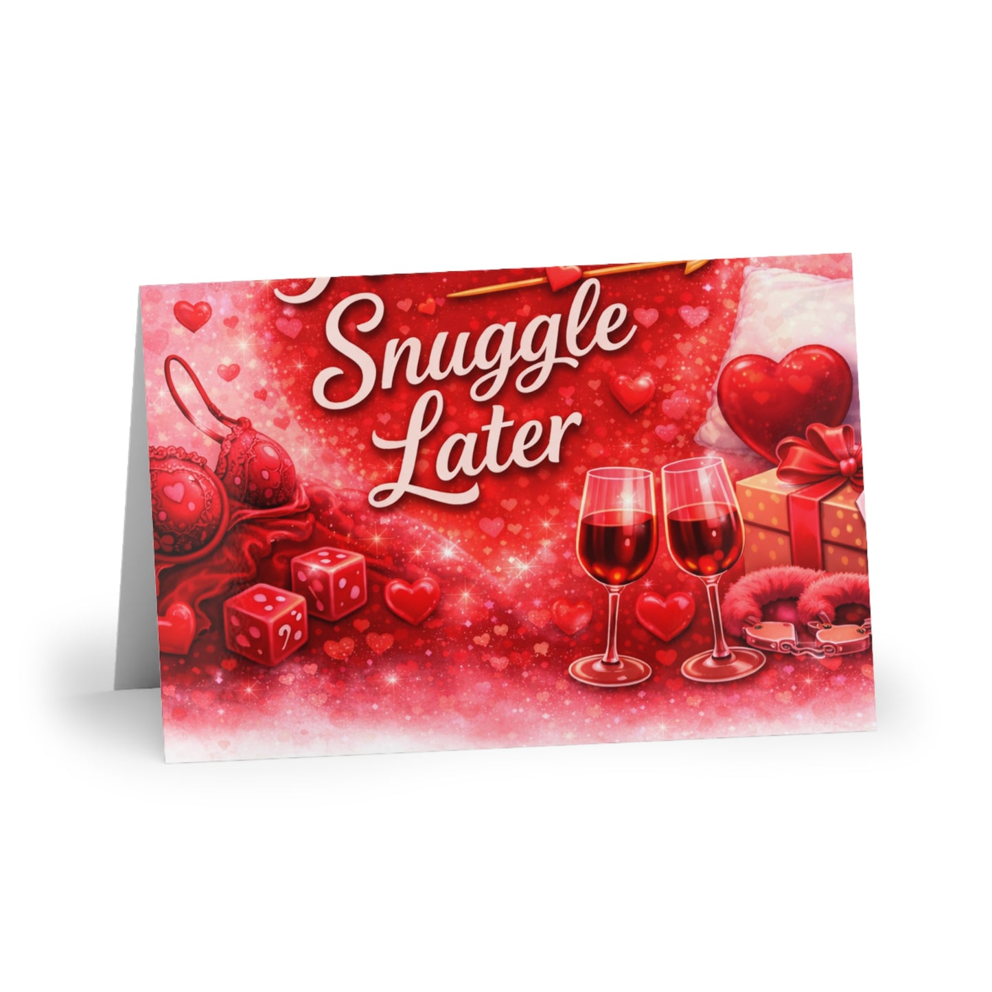 Valentine's Romantic Greeting Cards — 'Snuggle Later' & 'Flirt First' Love Note Cards (1 or 10-Pack)