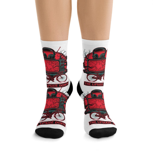 Stranger Things Inspired Recycled Poly Crew Socks — Retro Horror Sci‑Fi Design