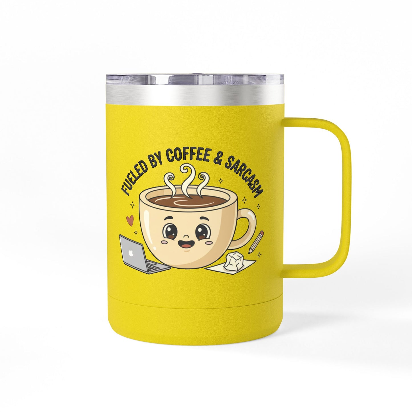 Mug — "Fueled by Coffee & Sarcasm" 15oz Travel Tumbler