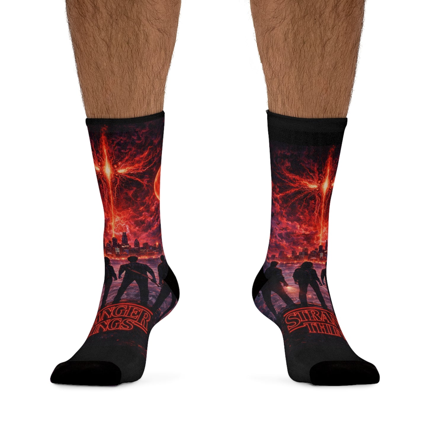 Stranger Things Inspired Recycled Poly Crew Socks — Retro Horror Sci‑Fi Design