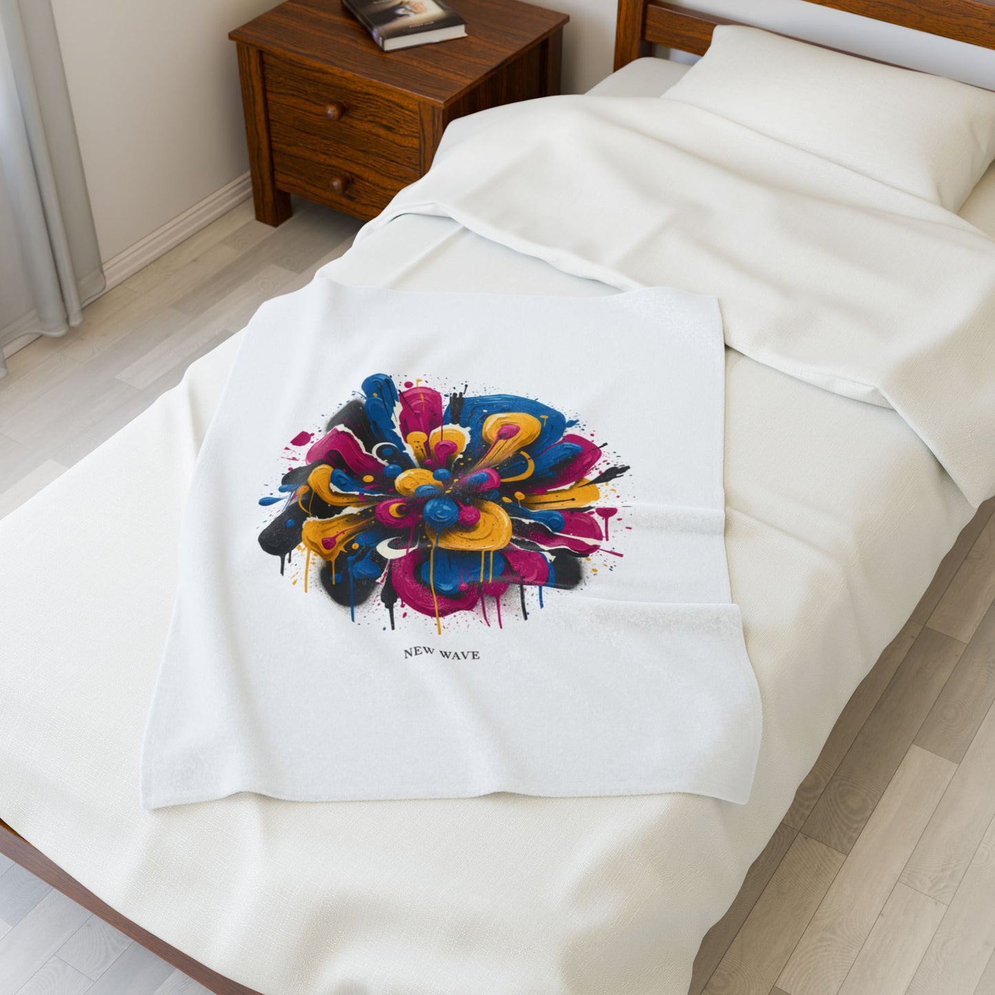 Painterly Abstract Floral Velveteen Blanket | Bold Brushstroke AOP