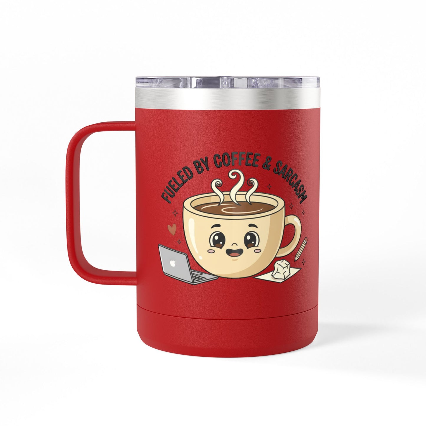 Mug — "Fueled by Coffee & Sarcasm" 15oz Travel Tumbler