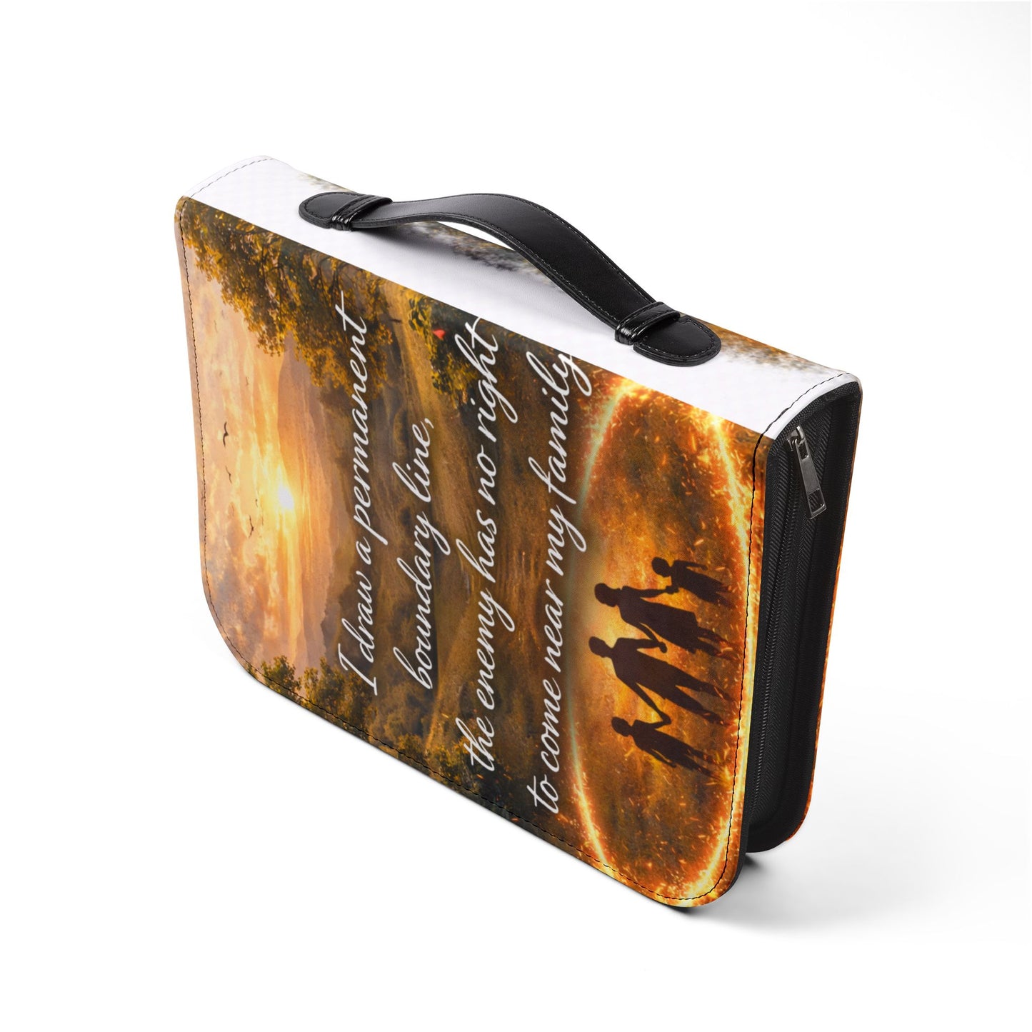 Bible Cover —  Zippered Bible Case with Cross Design
