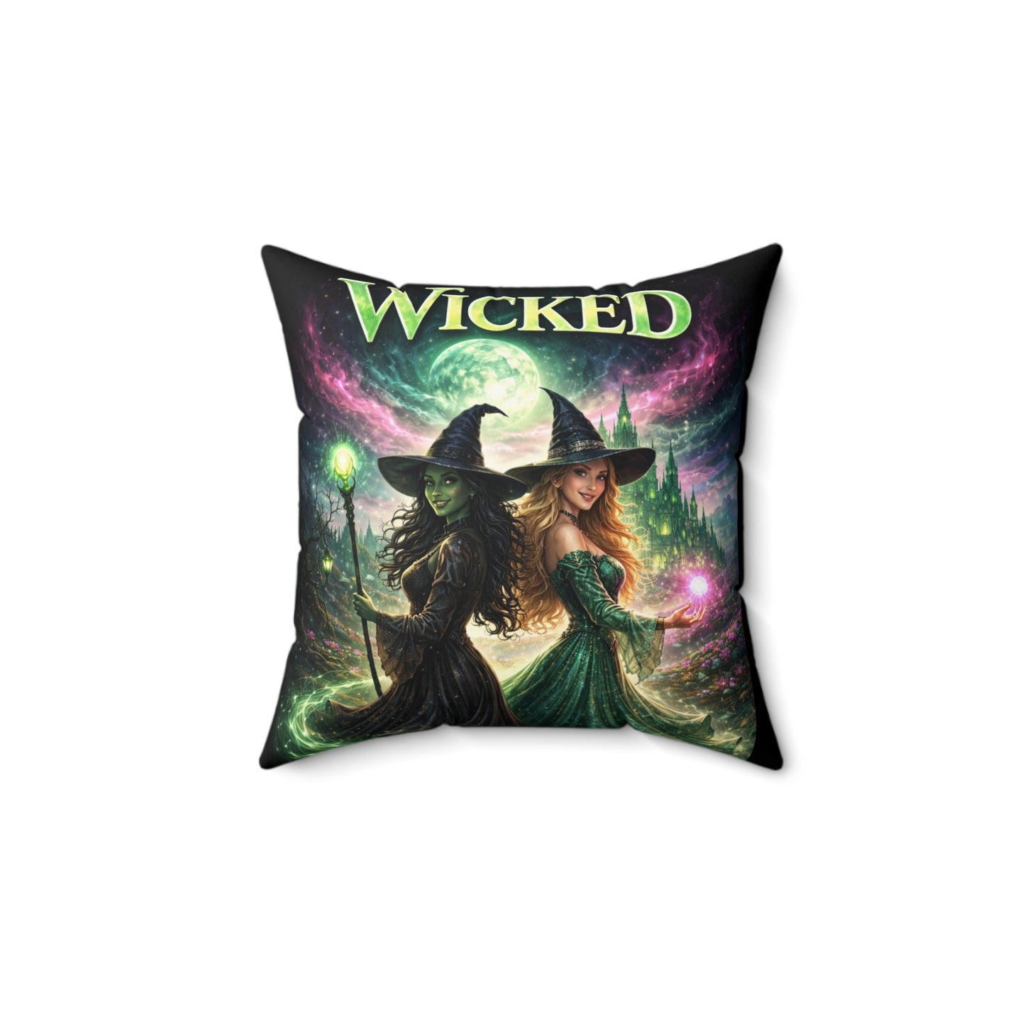 Wicked Enchantment Throw Pillow – Emerald & Blush Fantasy Décor