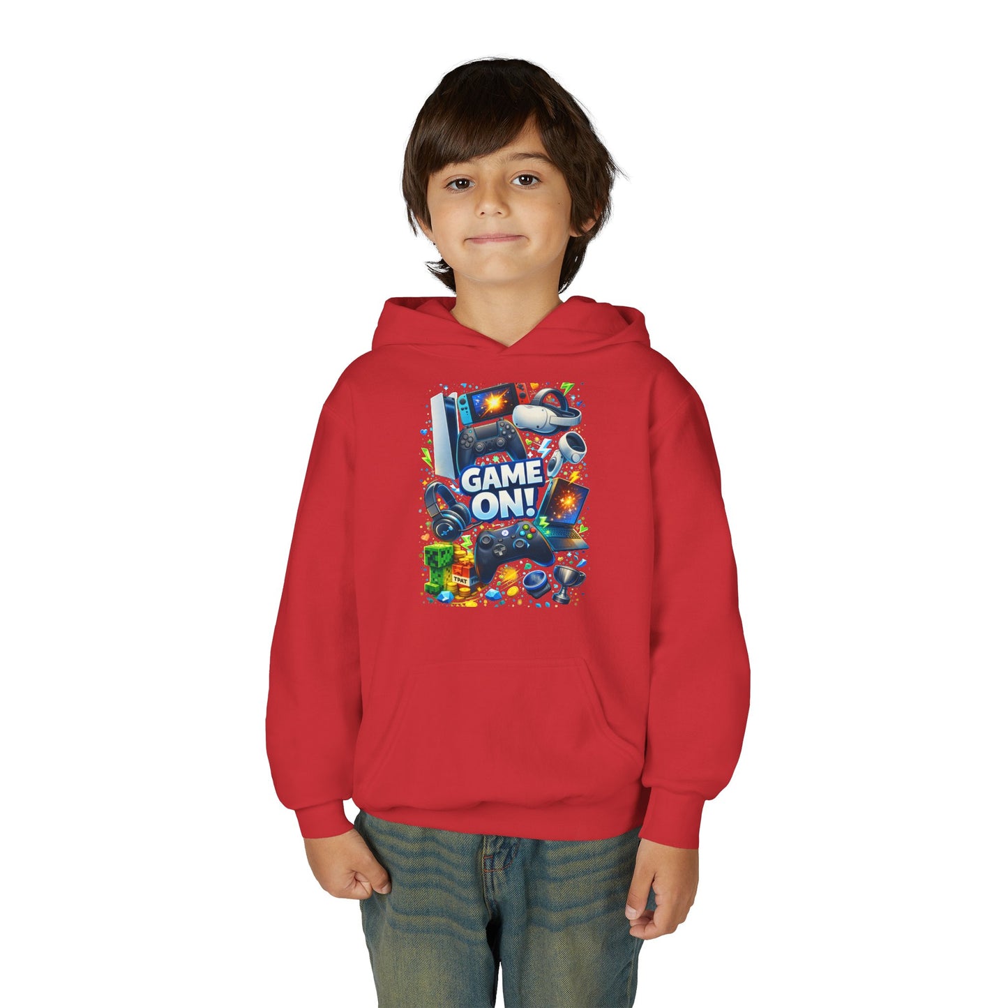 Youth Gaming Hoodie – 'Game On!' Video Game Controller & Console Graphic
