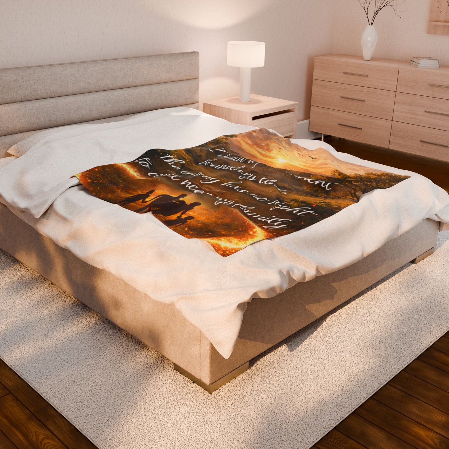 Velveteen Plush Blanket — "I Draw a Permanent Boundary Line" Family Protection Throw
