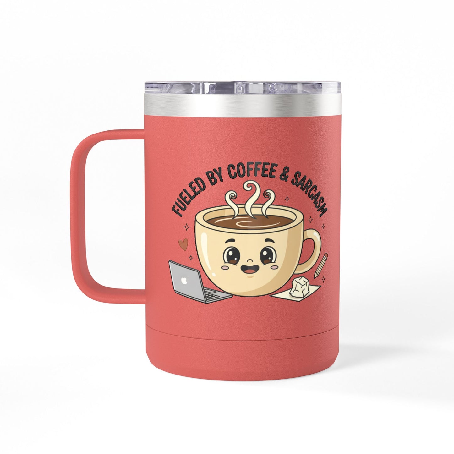 Mug — "Fueled by Coffee & Sarcasm" 15oz Travel Tumbler