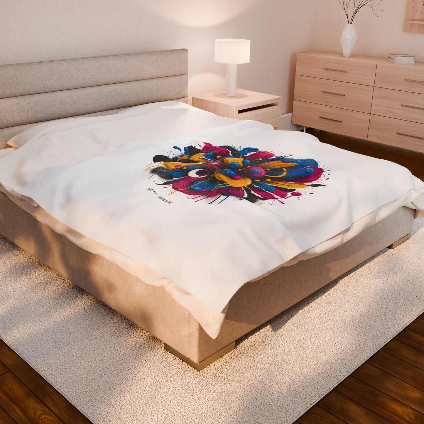 Painterly Abstract Floral Velveteen Blanket | Bold Brushstroke AOP
