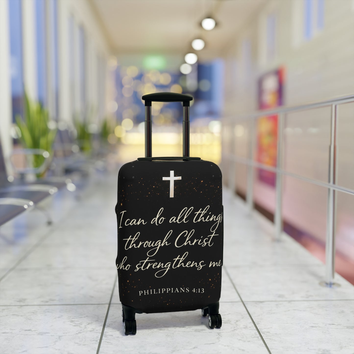 “ I Can Do All Things Through Christ “Luggage Cover — Christian Faith Travel Protector
