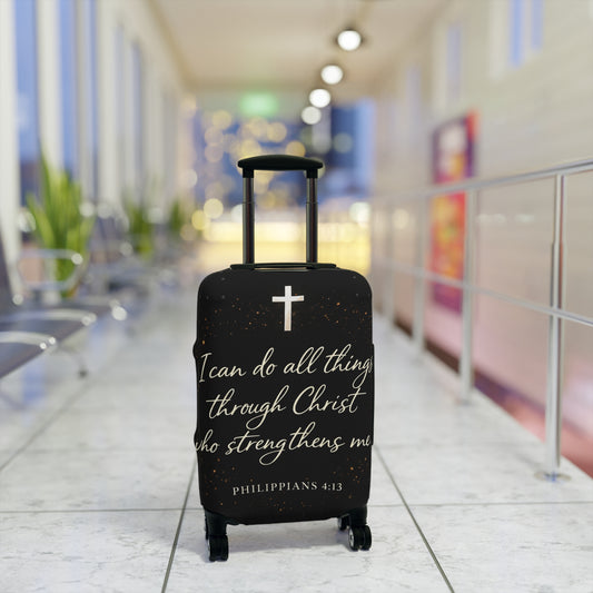 “ I Can Do All Things Through Christ “Luggage Cover — Christian Faith Travel Protector