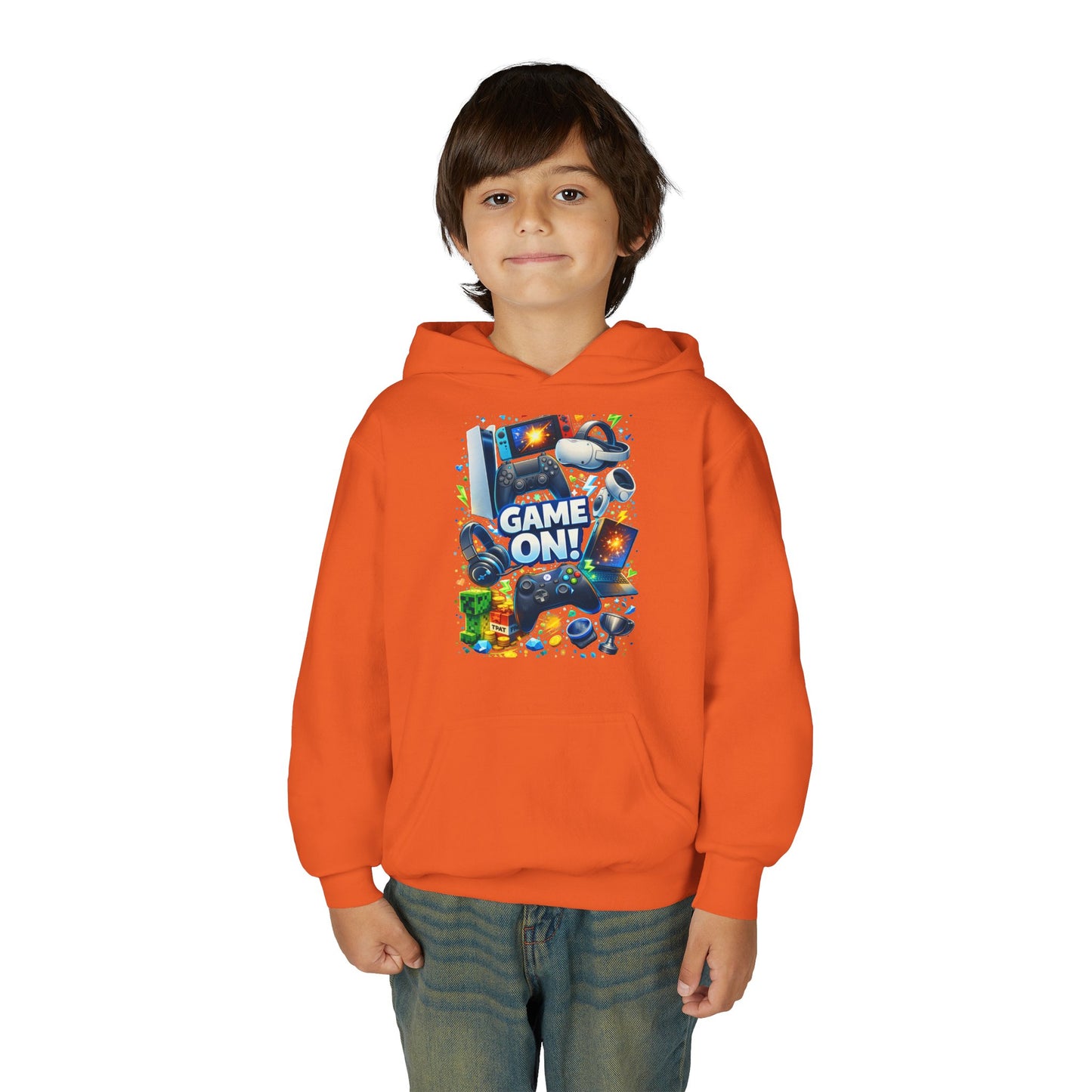 Youth Gaming Hoodie – 'Game On!' Video Game Controller & Console Graphic