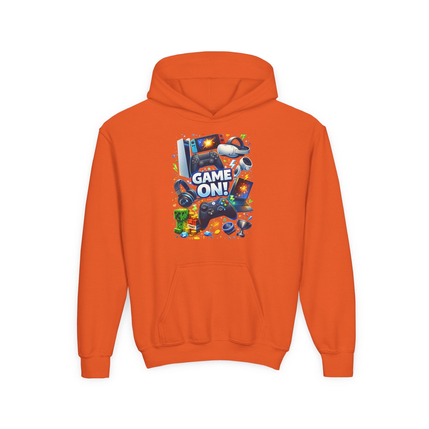 Youth Gaming Hoodie – 'Game On!' Video Game Controller & Console Graphic