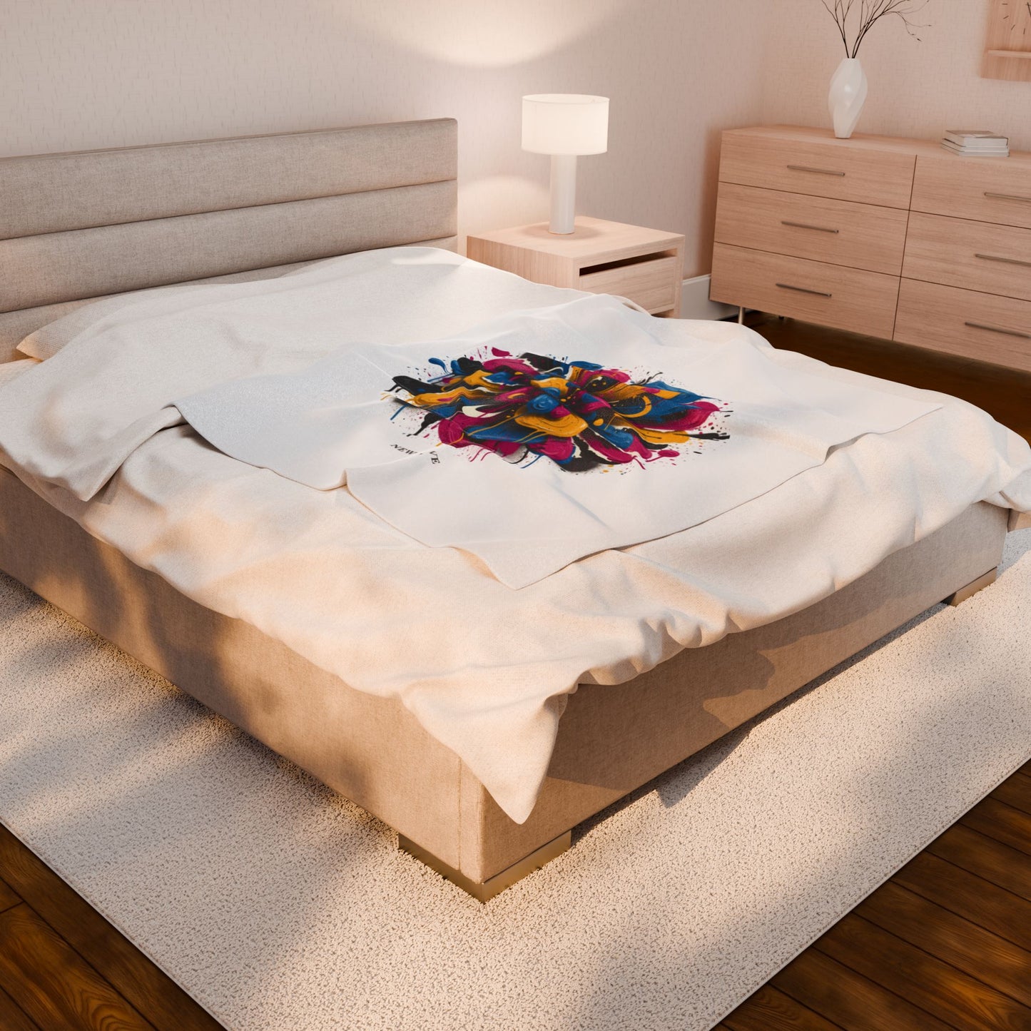 Painterly Abstract Floral Velveteen Blanket | Bold Brushstroke AOP