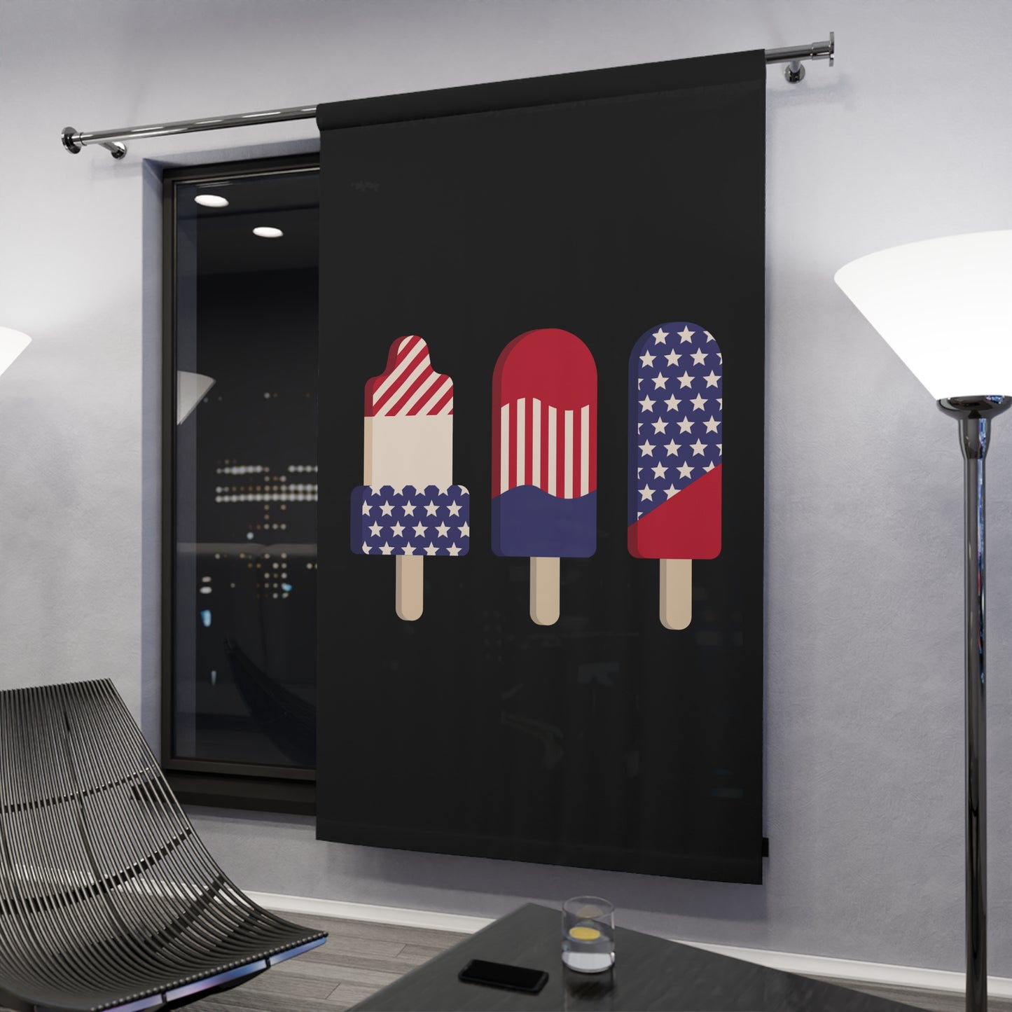 Patriotic Popsicle Window Curtain – American Flag Ice Pop design