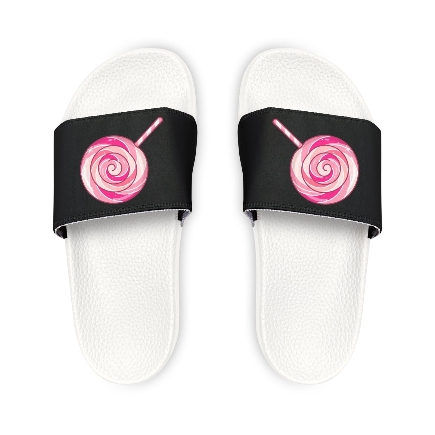 Women's Slide Sandals — "Pink Swirly lollipop " Removable-Strap Slides