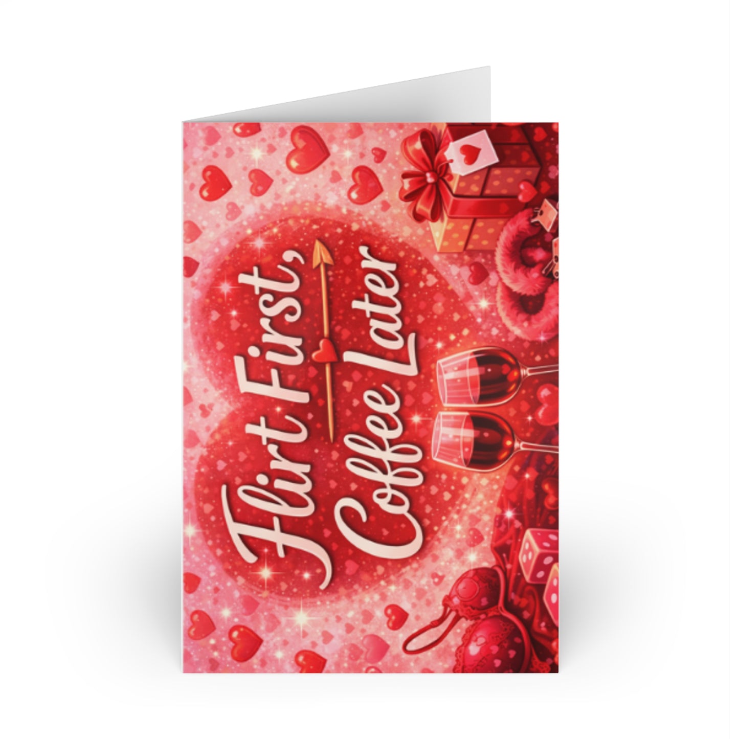 Valentine's Romantic Greeting Cards — 'Snuggle Later' & 'Flirt First' Love Note Cards (1 or 10-Pack)