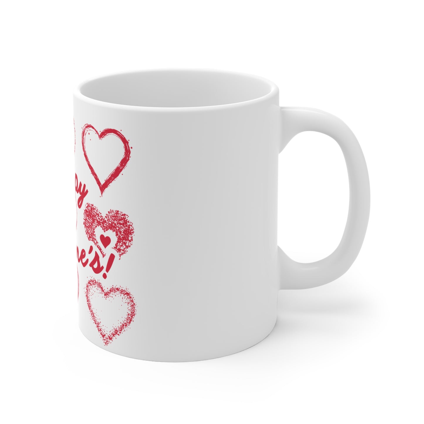 Valentine's Hearts 11oz Mug — "Happy Valentine's!" Romantic Coffee Cup