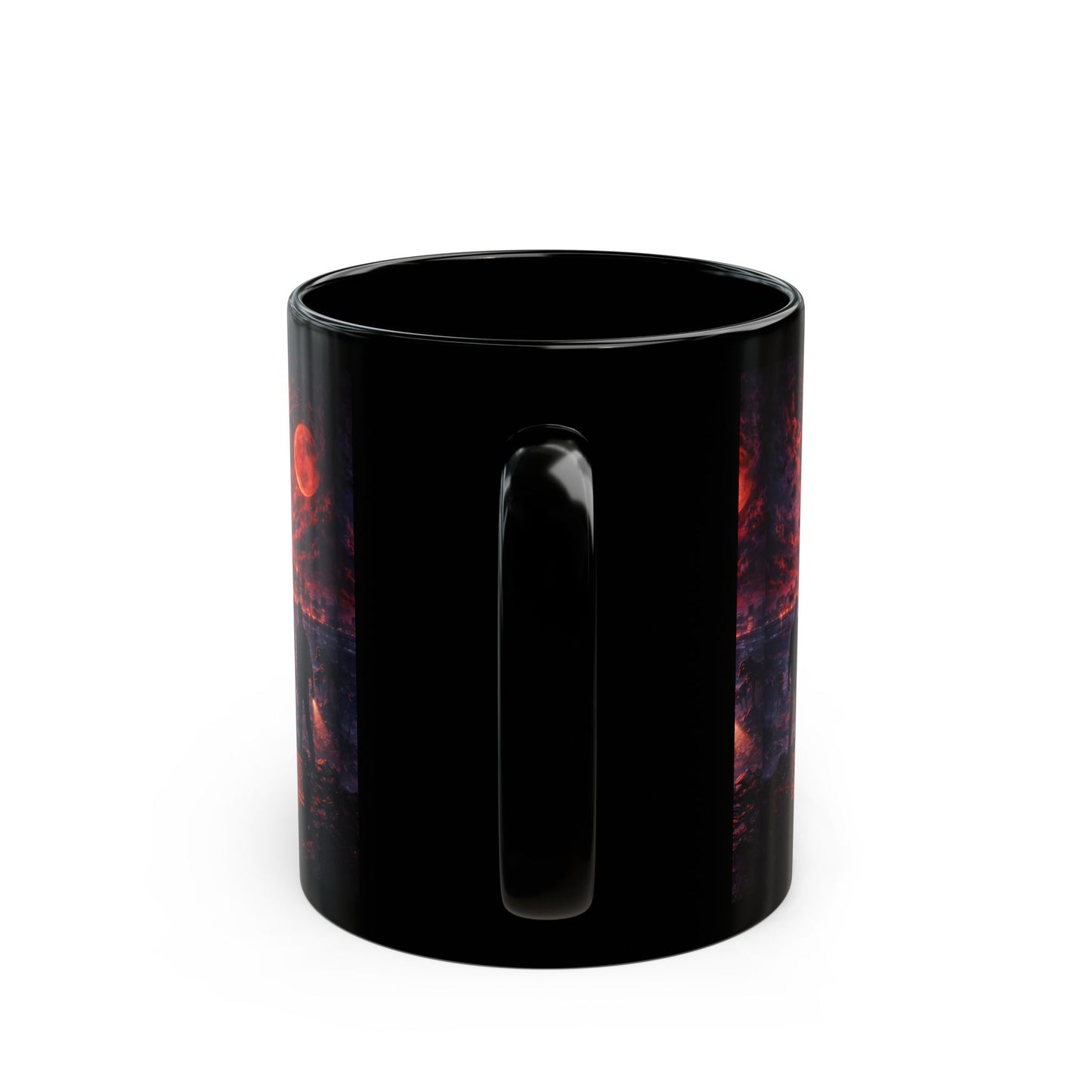 Stranger Things Black Mug – Retro Upside Down Red Poster Coffee Cup (11oz/15oz)