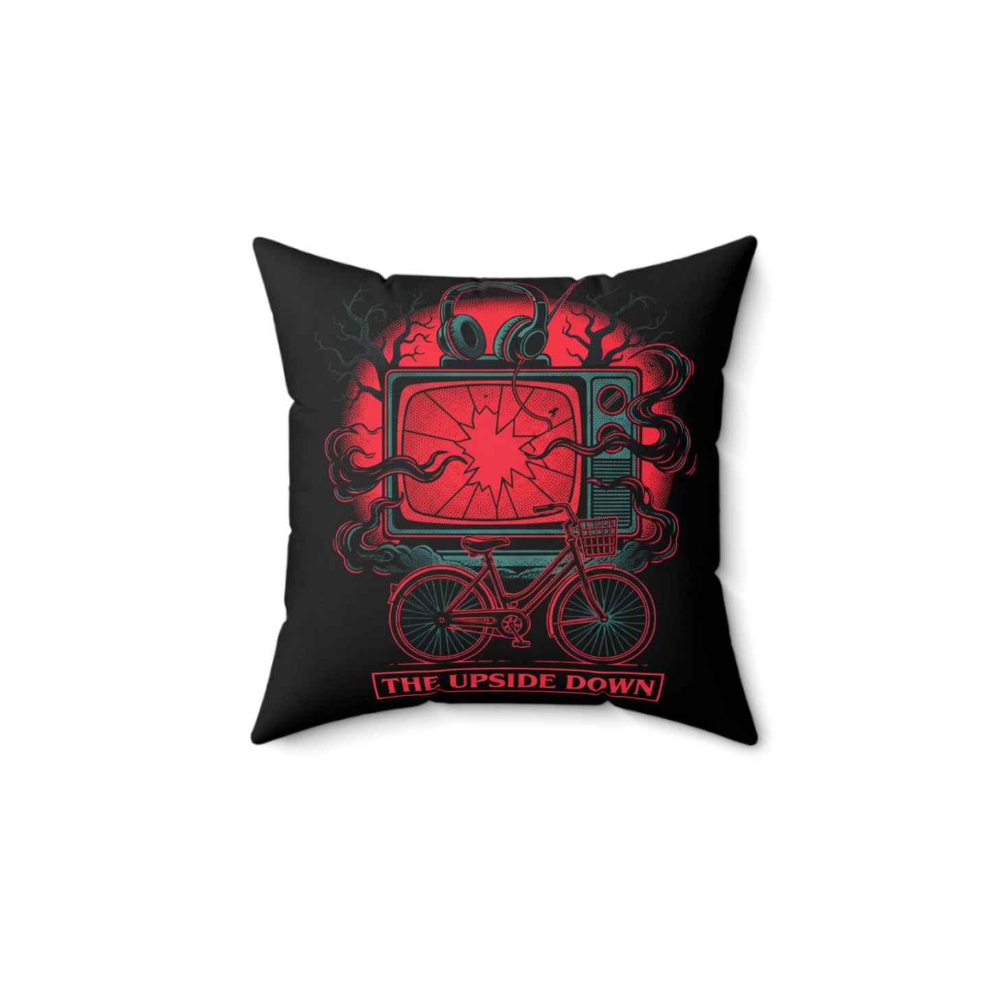 Upside Down Retro TV Pillow — Stranger-Inspired Horror Decor