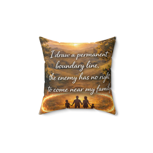 Family Protection Pillow — "I draw a permanent boundary line, the enemy has no right to come near my family"