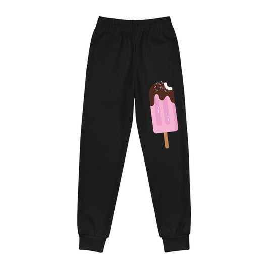 Kids Black Joggers with Pink Chocolate-Dipped Popsicle Graphic