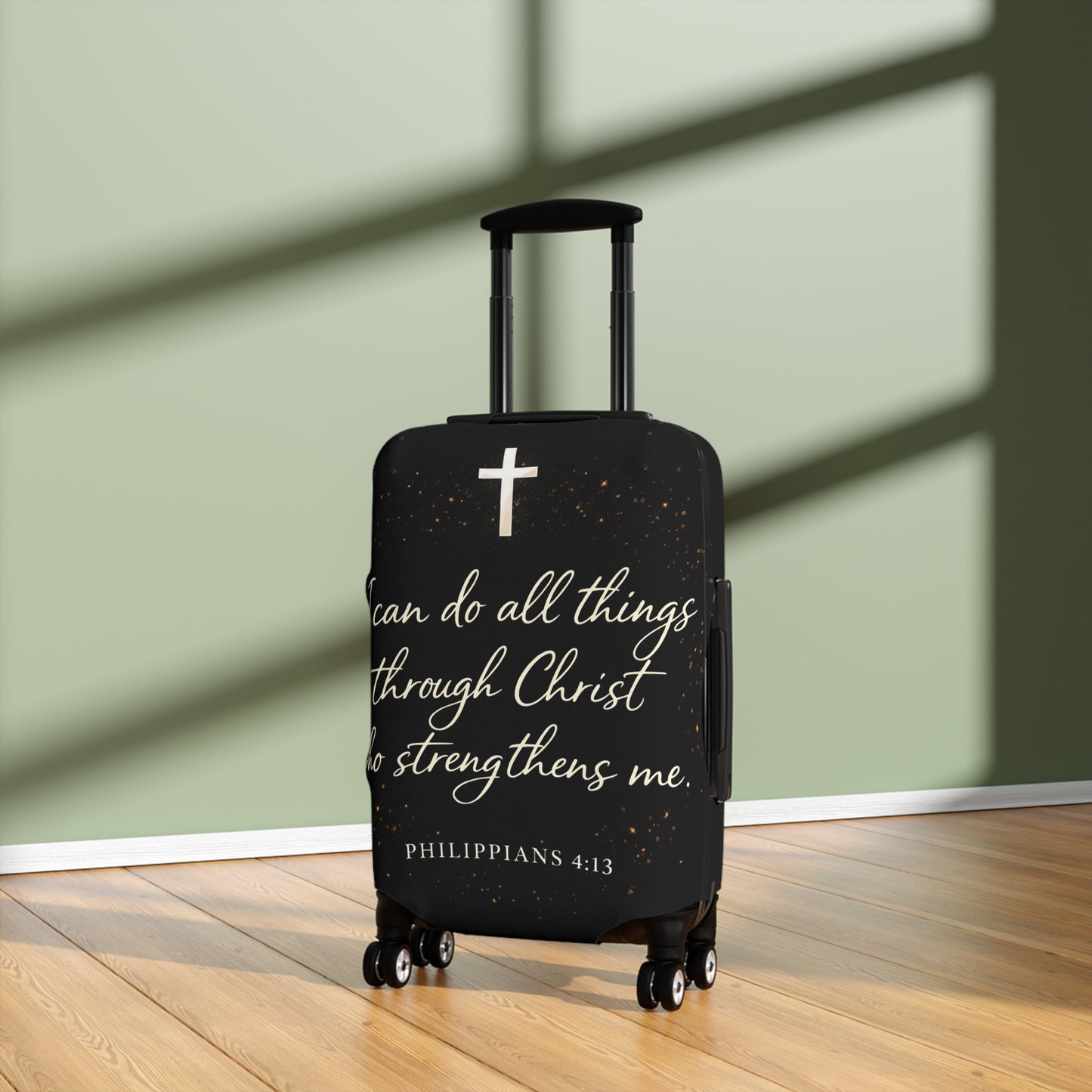 “ I Can Do All Things Through Christ “Luggage Cover — Christian Faith Travel Protector