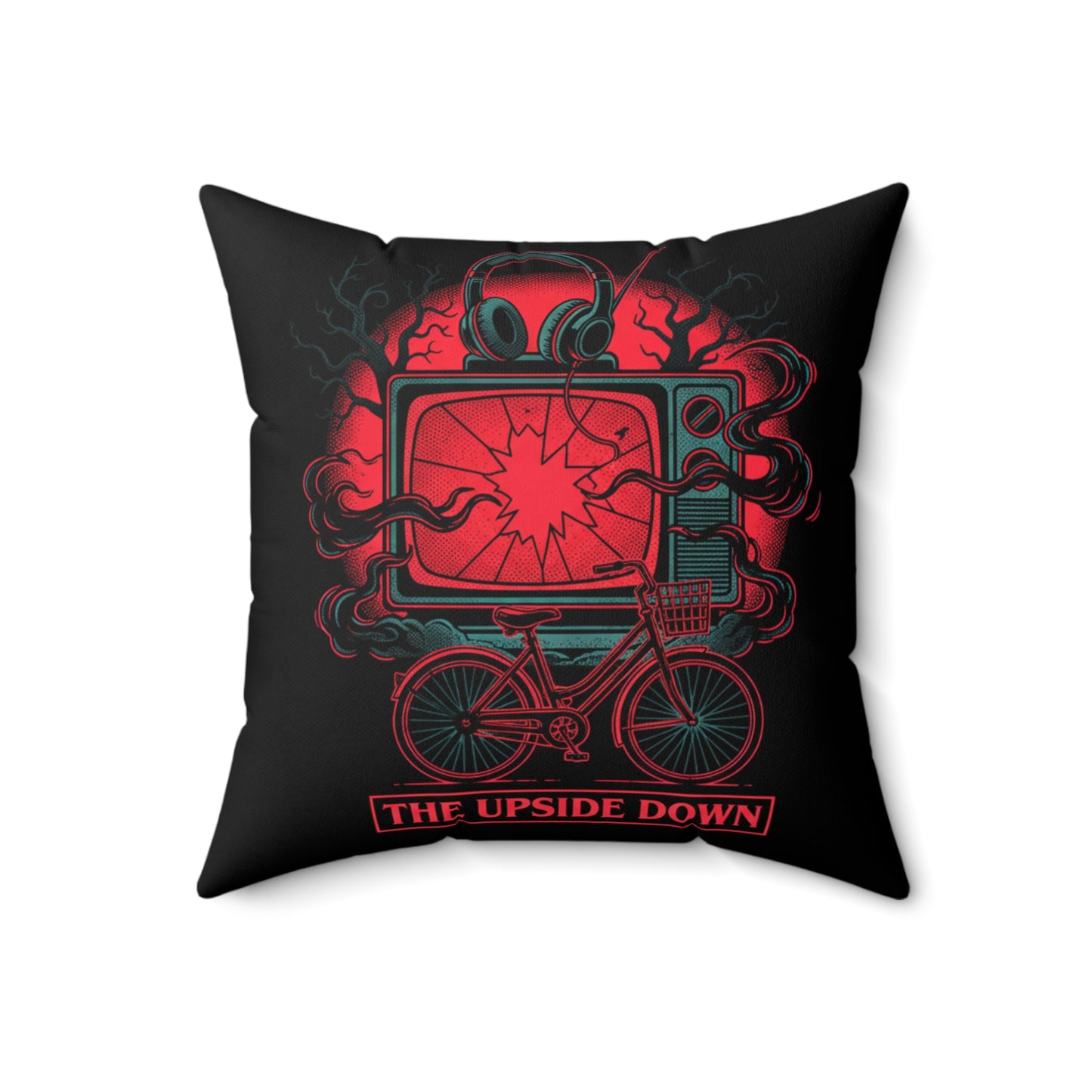 Upside Down Retro TV Pillow — Stranger-Inspired Horror Decor