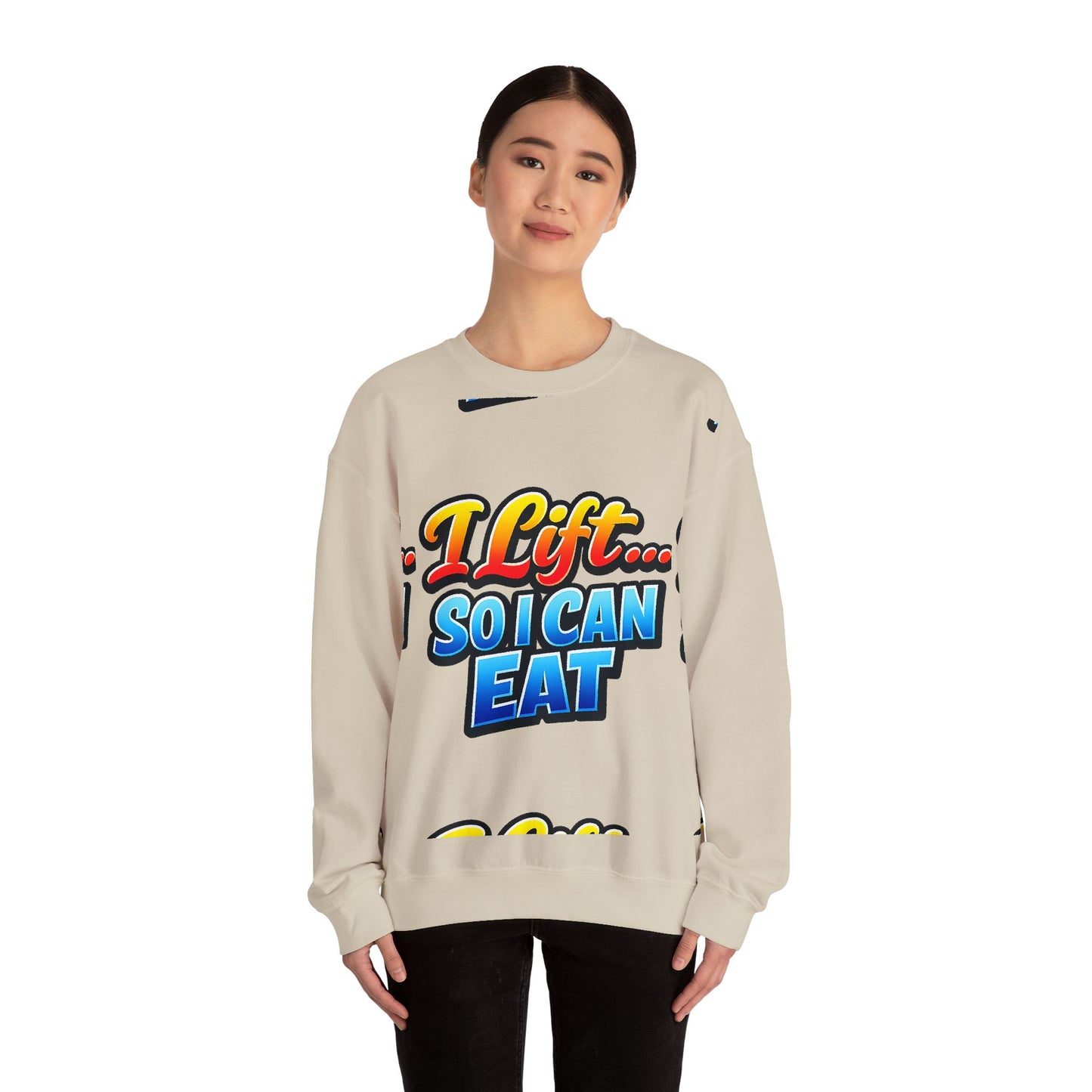 Crewneck Sweatshirt - "I Lift... So I Can Eat" Bold Retro Gym Graphic