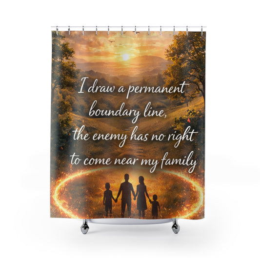 Shower Curtain — "I Draw a Permanent Boundary Line" Family Protection Scenic Shower Curtain