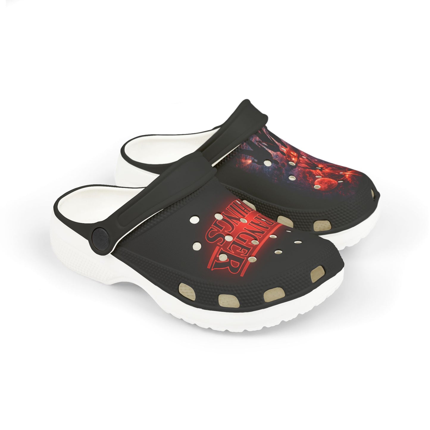 Stranger Things Kids' Foam Clogs – Red Upside Down Graphic