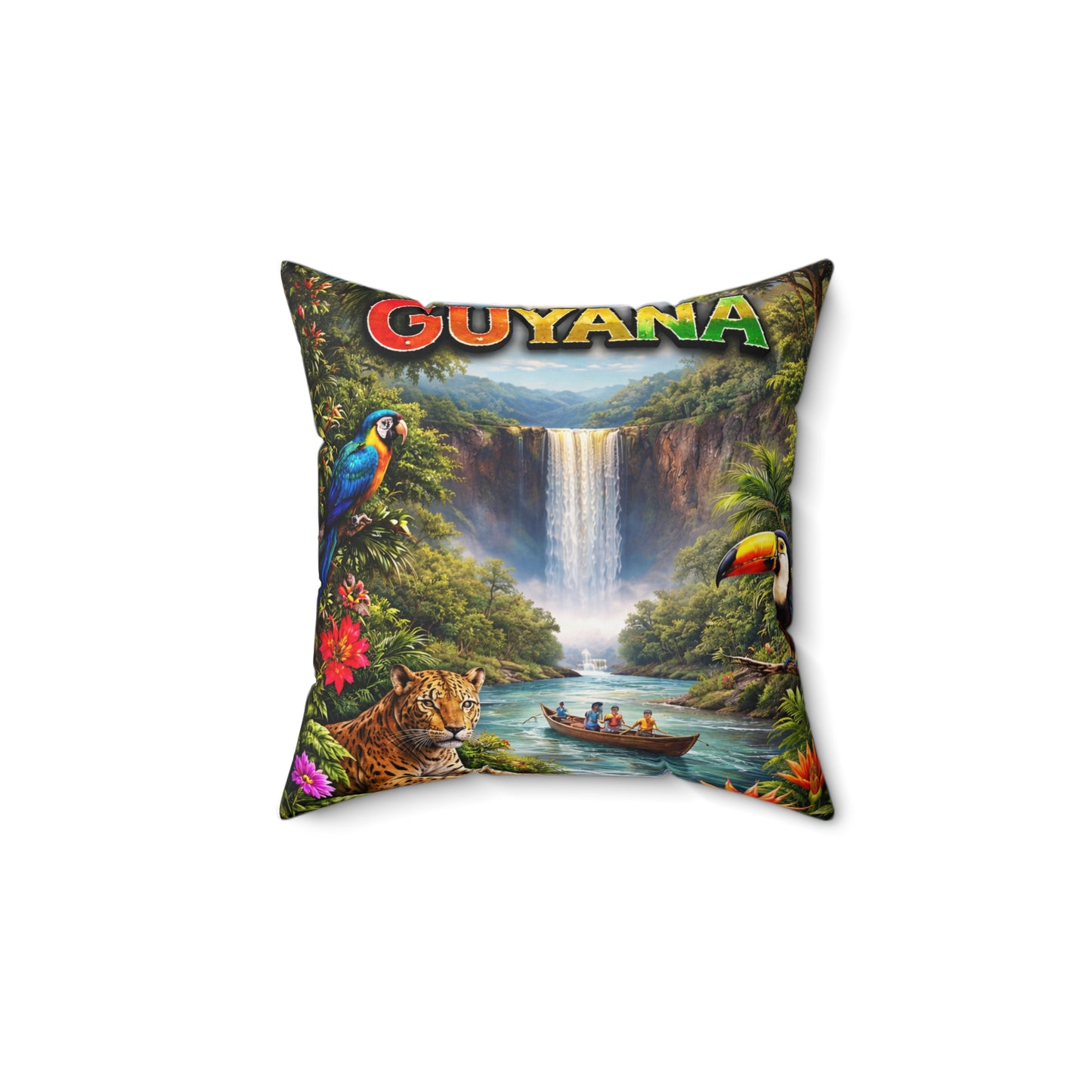 Guyana Travel Pillow — Stabroek Market & Demerara Bridge Decorative Throw Pillow