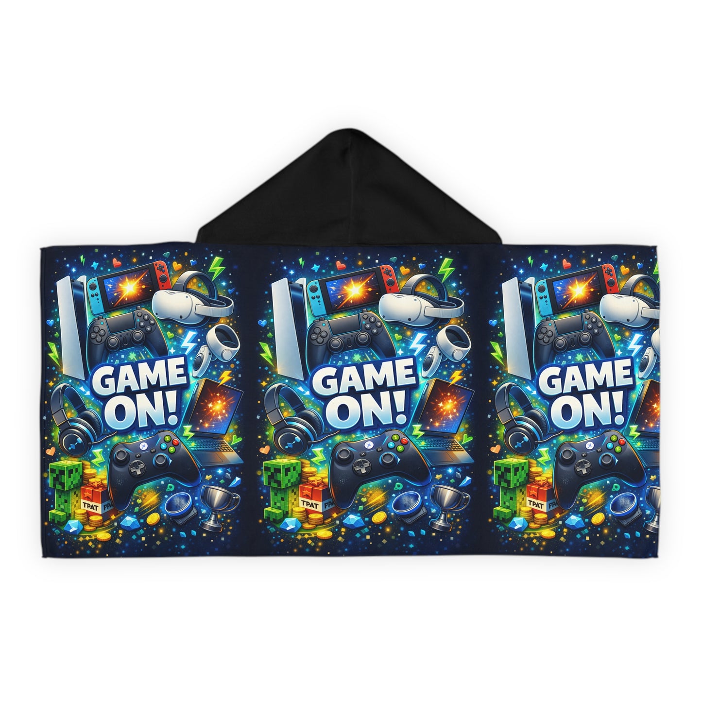 “Game on “Youth Hooded Towel -Beach & Bath Wrap