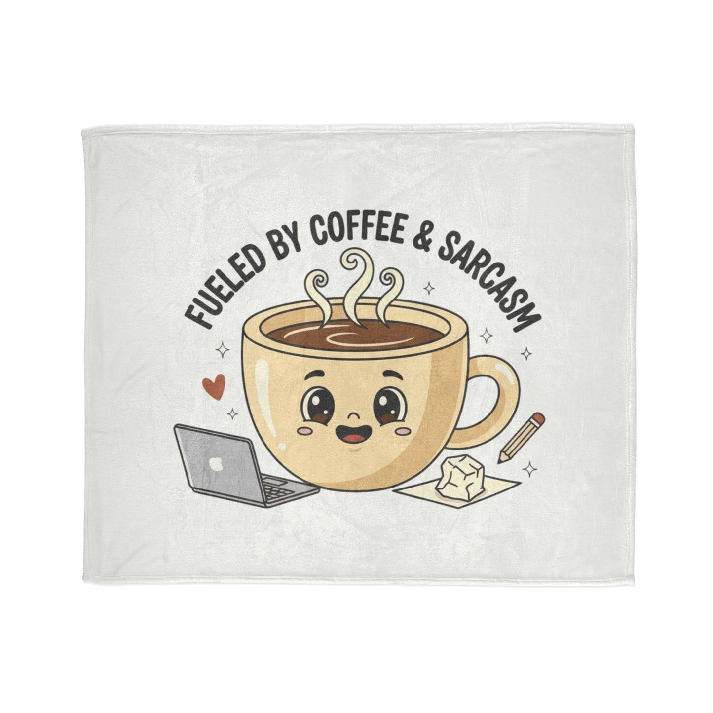 Coffee & Sarcasm Blanket — Cute Kawaii Coffee Cup Throw for Coffee Lovers