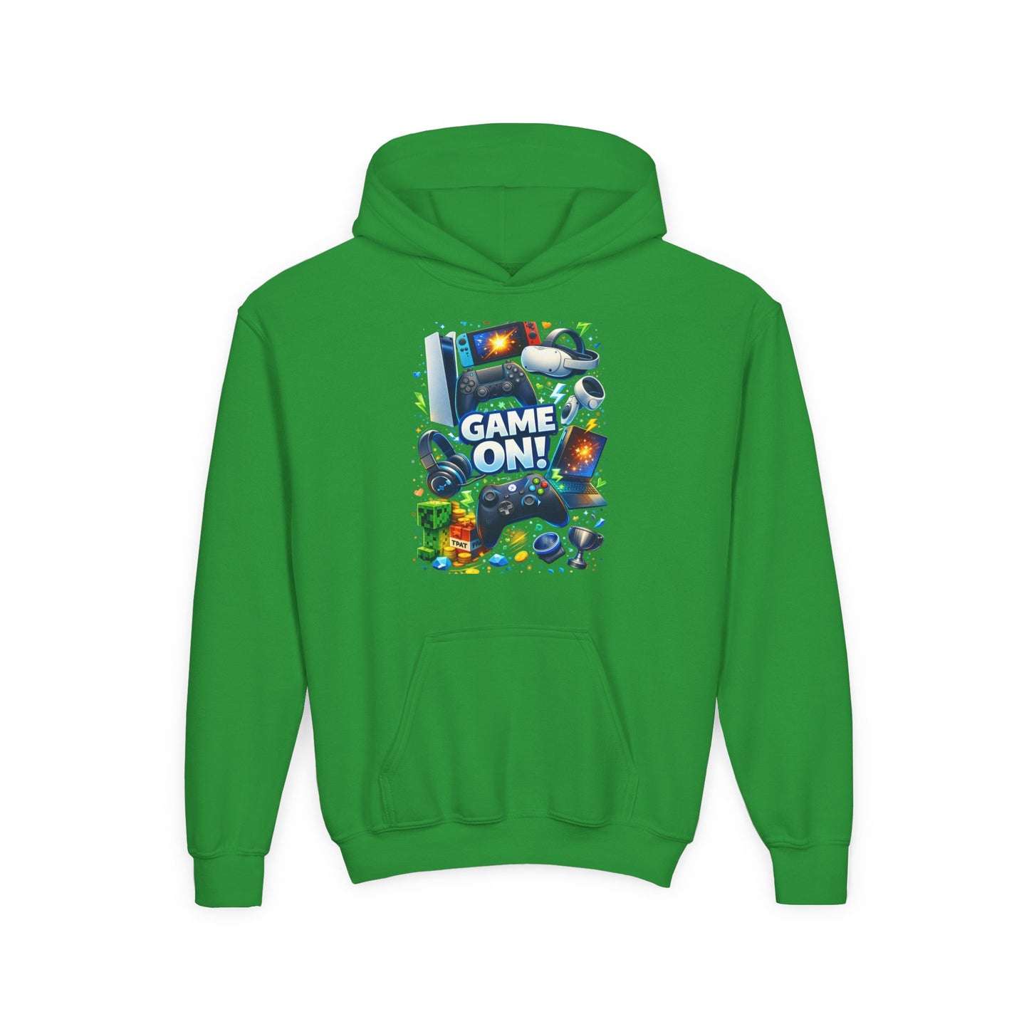 Youth Gaming Hoodie – 'Game On!' Video Game Controller & Console Graphic