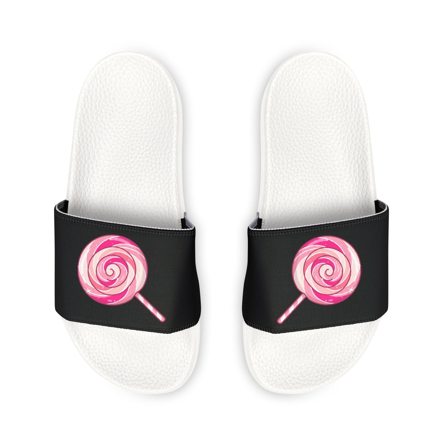 Women's Slide Sandals — "Pink Swirly lollipop " Removable-Strap Slides