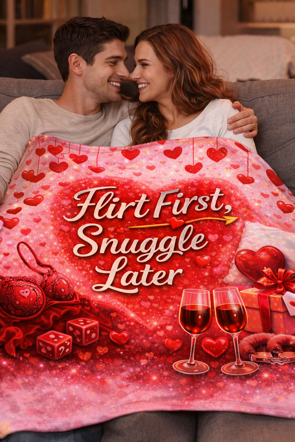 Flirt First, Snuggle Later Blanket – Flirty Valentine Cozy Throw | Romantic Gift