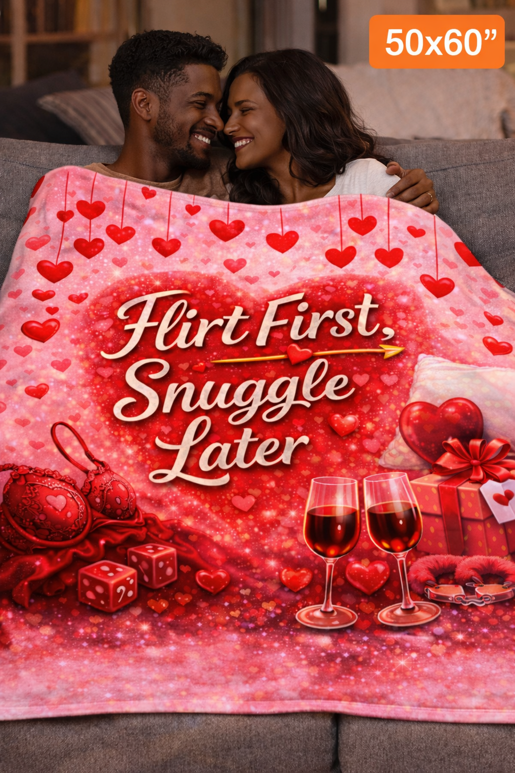 Flirt First, Snuggle Later Blanket – Flirty Valentine Cozy Throw | Romantic Gift